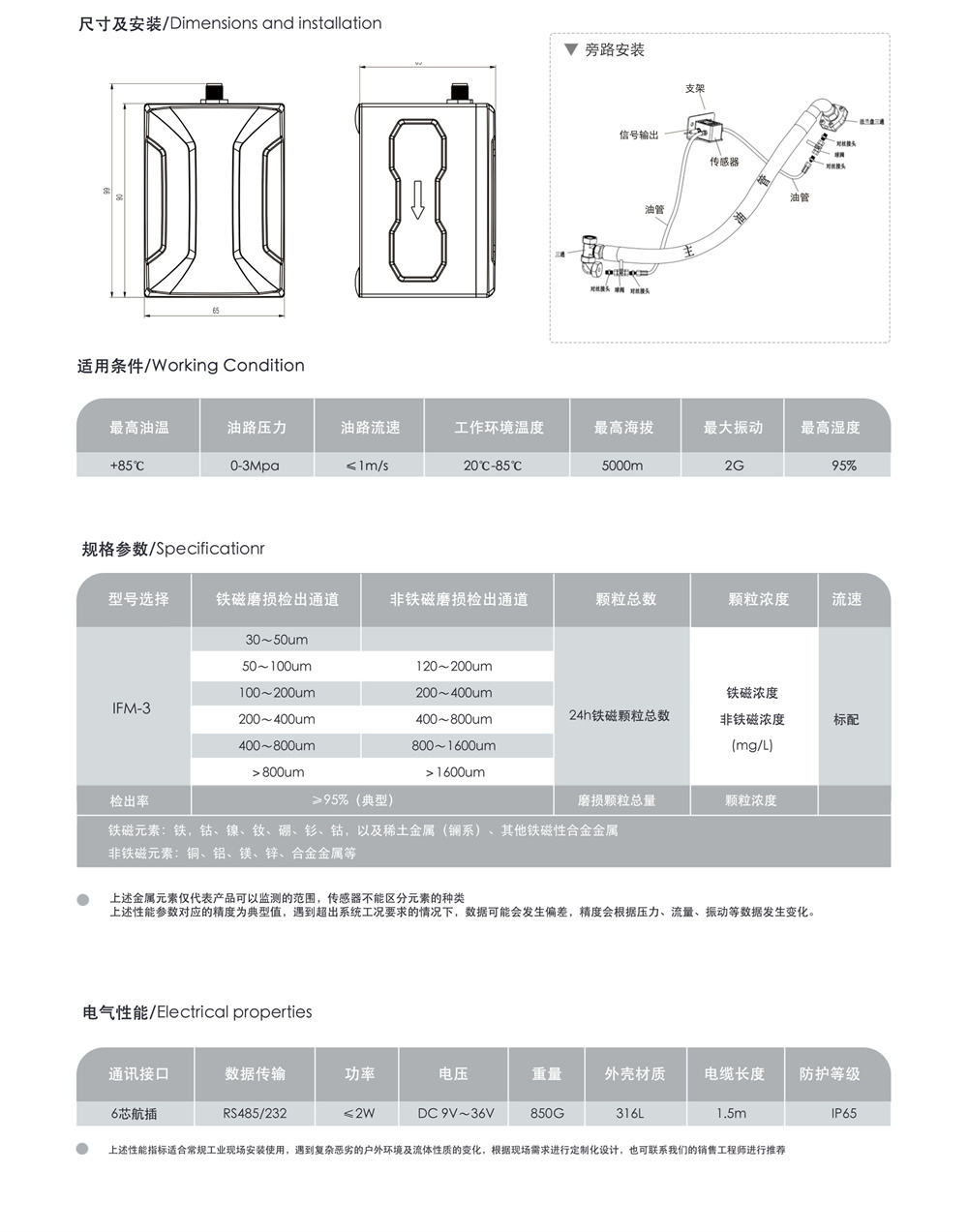 IFM-3潤滑油金屬磨粒傳感器